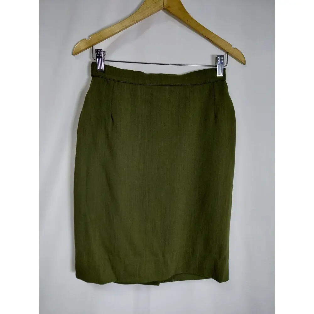 MaxMara Wool Blend Made in Italy Green Pencil Knee Length Skirt Women Size 8